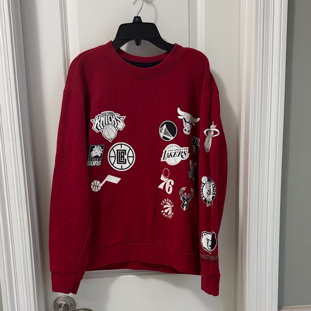 Hollister Red NBA Logo Crewneck Sweatshirt